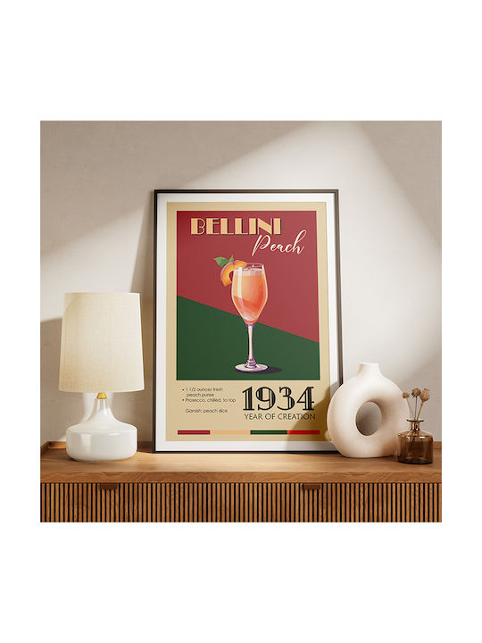 Poster Vintage Bellini Peach Classic Cocktail P...