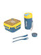 Roza Rz34617 Set Lunch Box Plastic 1000ml Water Bottle 500ml Spoon Knife Lightweight Portable