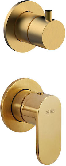 Μπαταρία Εντοιχισμού 2/3 Εξόδων Armando Vicario Slim 500050-201+500075-201 Χρυσό Βουρτσισμένο Ματ Σετ