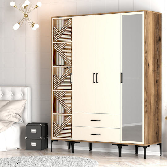 Гардероб Четири Врати Ptr Lidya Крем 160x47x201см