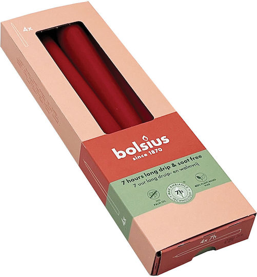 Bolsius Red Taper Candles 245/23 5pm 4 Pieces