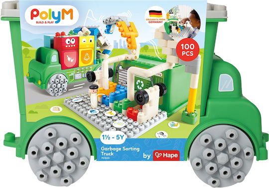 Hape Blocuri PolyM Garbage Sorting Truck pentru 1,5-5 ani Ani 101buc