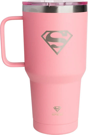 SmartShake Nomad Handled Tumbler Θερμός Πλαστικό 900ml Supergirl με Καλαμάκι και Λαβή