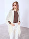Celestino Cardigan Pentru Femei Tricotat Cu Modele Perforate Loose Fit Ecru