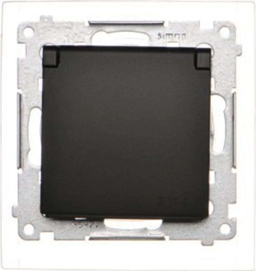Kontakt-simon 54 Single Socket 2p+z Ip44 Seal Black Matt Flap Black Matt