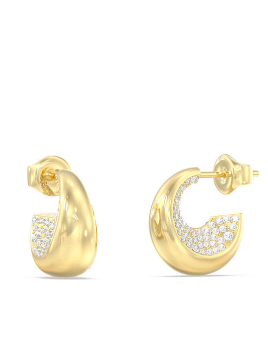 Guess Earrings Hoops made of Steel Gold Plated with Stones