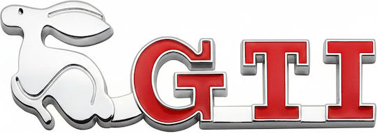 Autoaufkleber Wappenabzeichen Chrom Rotes 3D Metallisch Gti 13cm x 3,3cm 1 Stück