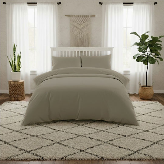 Melinen Lavish Σεντόνι Υπέρδιπλο με Λάστιχο 160x200+35εκ. Olive/grey