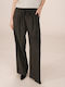 Damen Stoff Hose mit Gummizug in Geradem Schnitt Gestreift Car