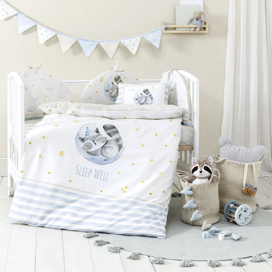 Nima Fitted Set Sleepy Racoon Blue 70x140cm