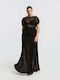 Summer Maxi Evening Dress with Sheer Black