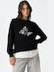Damen Sweatshirt Kapuzen Black