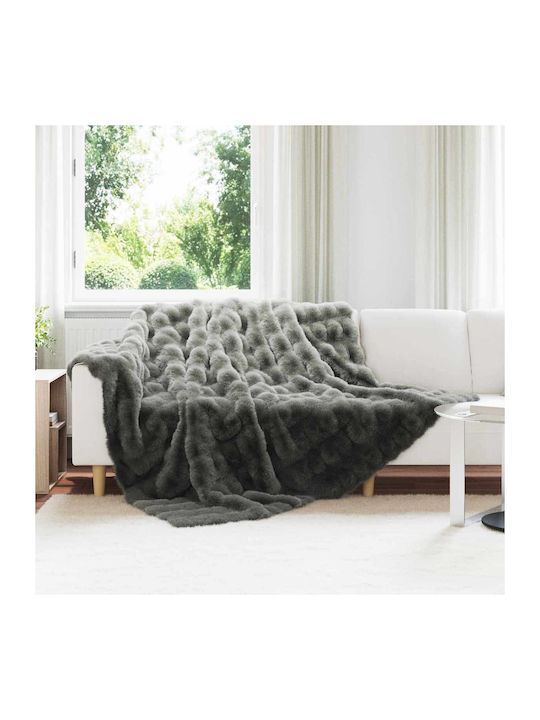 vidaXL Pelzige Decke Übergröße 220x240cm Dunkelgrau