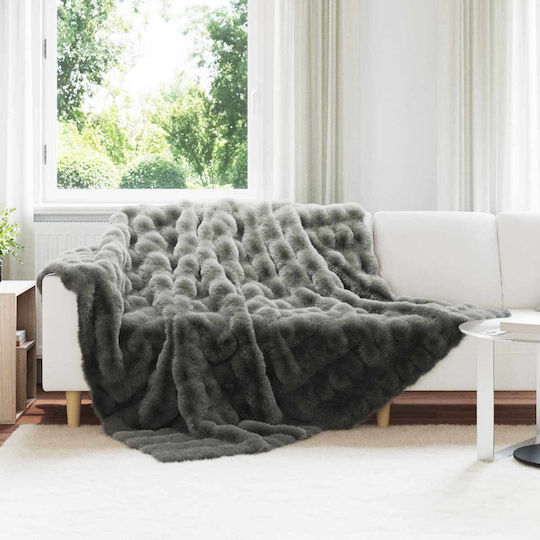 vidaXL Pelzige Decke Übergröße 220x240cm Dunkelgrau