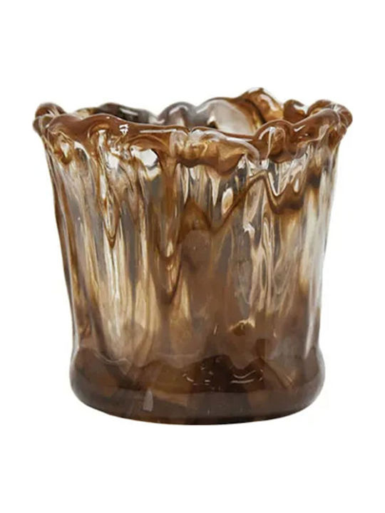 Marhome Candle Holder Glass in Brown Color 14.5x14.5x13.5cm 1pcs 15-70053