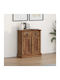 Bufet Dulap din Lemn Masiv & Metal cu Sertare Maro 65x30x75cm