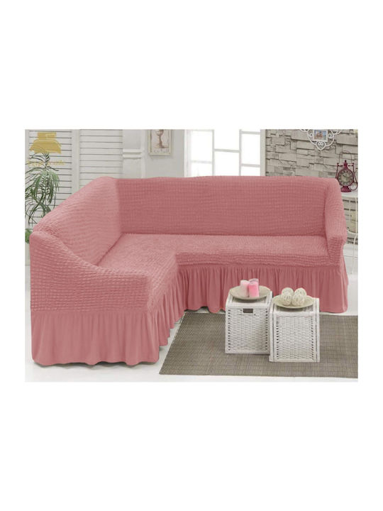 Kraft World Elastic Cover for Corner Sofa Pink 1pcs CURLYV-5-Ρόζ