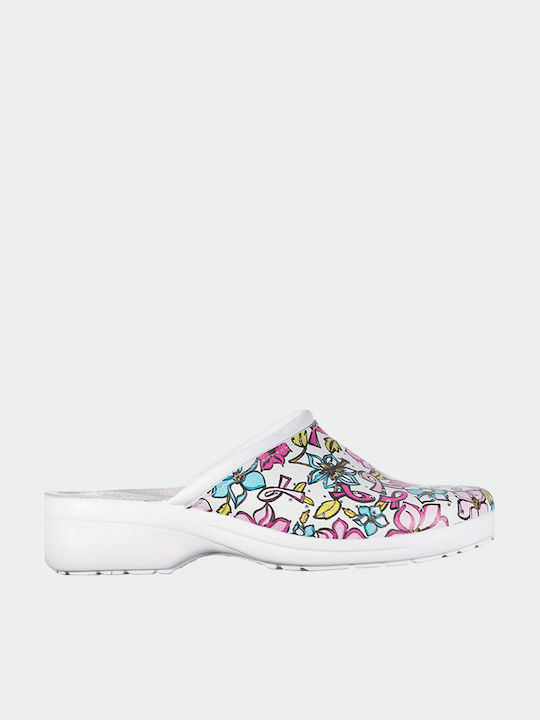 B-Well Aerial Damen Leder Clogs Rainbow garden