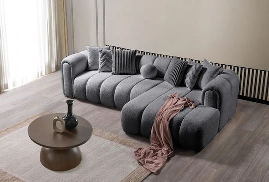 N-line Γωνιακός Καναπές με Δεξιά Γωνία Dark Grey 265x185x70εκ.