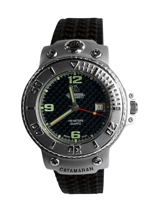 Catamaran Men's Watch 41mm Battery with Black Leather Strap