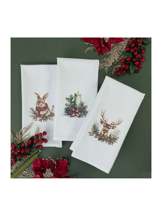 Borea Set Christmas Towels White L70xW50cm. 3pcs
