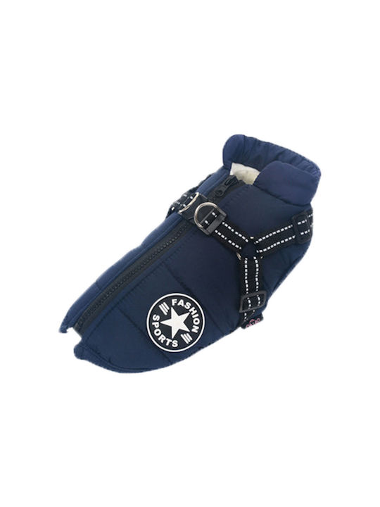 Denik Pets Μπουφάν Σκύλου Fleece / Αδιάβροχο Μπλε Large με Μήκος Ράχης 38 εκ.