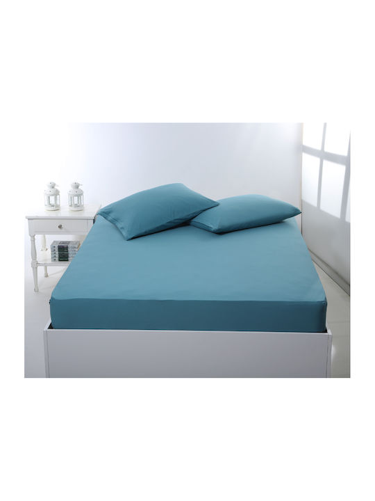 Silk Fashion Sheet Super-Double with Elastic 160x200+35cm. Petrol Blue