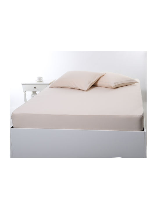 Silk Fashion Sheet Super-Double with Elastic 160x200+35cm. Light Beige