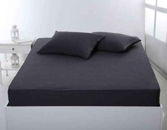 Silk Fashion Sheet for Single Bed with Elastic 100x200+35cm. Dark Grey