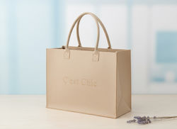 Shoulder Bag Felt 44x34cm Beige