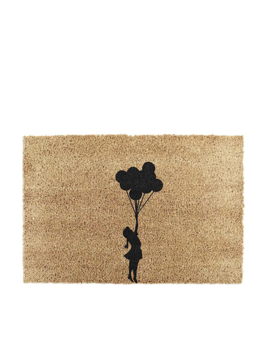 Artsy Mats Entrance Mat made of Coir with Anti-slip Backing Flying Ballon Girl 60x40cm