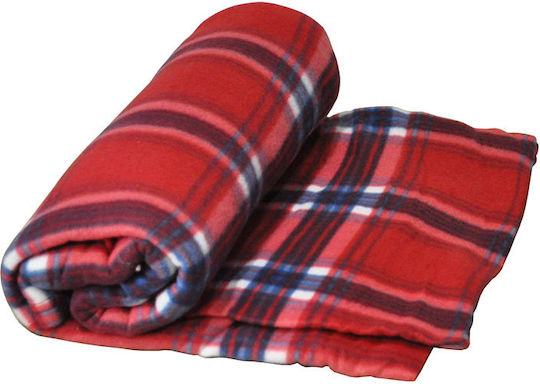 Sidirela Pătură Fleece Simplă 150x200 cm Roșu-Albastru