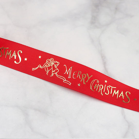 Grosgrain Ribbon "Merry Christmas" Gift Decoration Etc Red 25mm 25 Yards