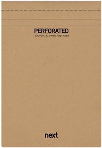 Next Perforated Блокнот 80 Листа На райета Бял