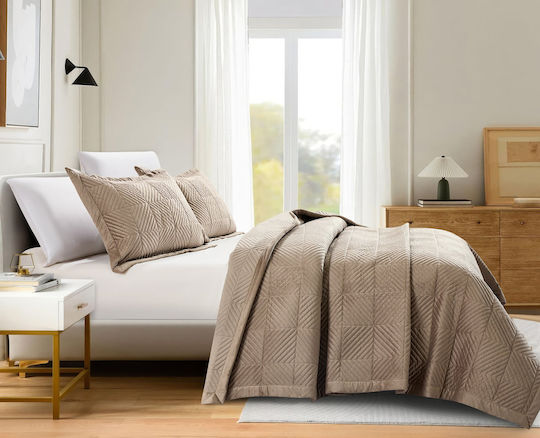 Liolios Home Подредба Покривало Полутораспално Taupe 180x240см 2бр