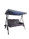 Garten & Veranda Schaukel mit Basis und Kissen 3 Sitze Metallisch Gray L205xB118xH186cm