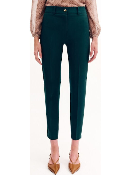 Women's Fabric Trousers Regular Fit Green