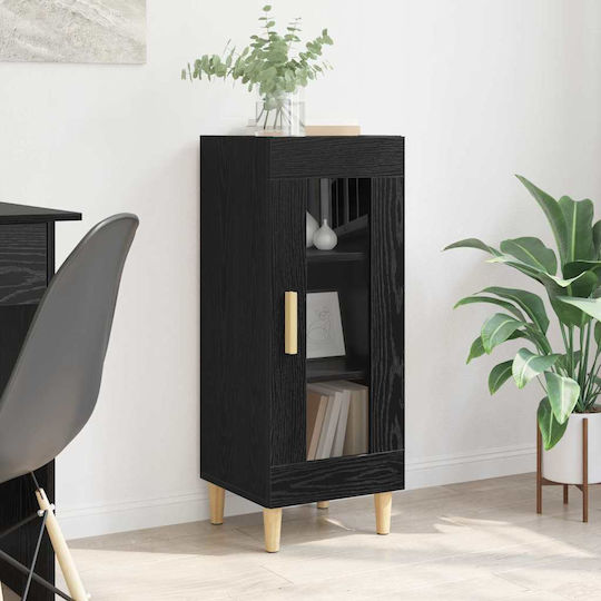 Living Room Display Cabinet Made of Particle Board Black Oak 34.5x32.5x90cm