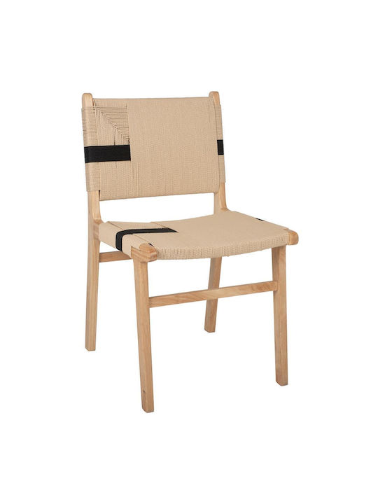 Rubberwood Καρέκλες Τραπεζαρίας Ξύλινες Φυσικό Rustic 2τμχ 49x59x86εκ.