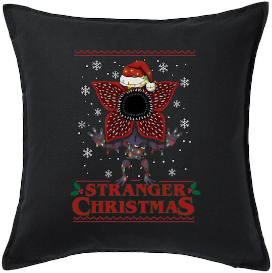 Koupakoupa Μαξιλάρι Καναπέ Stranger Things Christmas από 100% Βαμβάκι Μαύρο 50x50εκ.