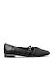 Synthetic Leather Pointy Ballerinas Black