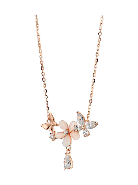 Oxzen Halskette aus Rosa Vergoldetem Silber mit Zirkon Rosa