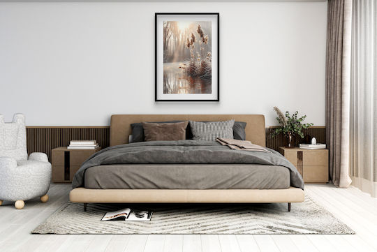 Afiș Bej Boho Trawy Panou Cadru Negru 70x100 Decorare Living Sau Birou