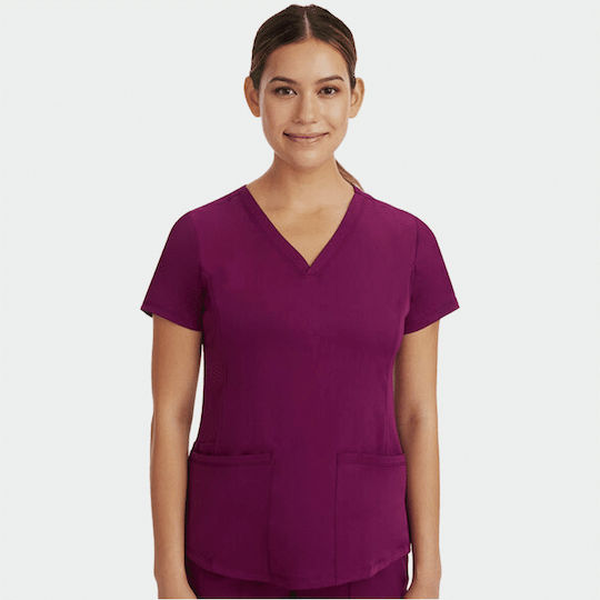 Healing Hands Women's Burgundy Medical Blouse