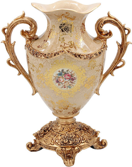 Keskor Decorative Polyresin Vase Regal Beige Φ28xH34cm
