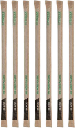 Jumbo Paper Straws for Granita – Black Covered Straight 74012 500 Pieces
