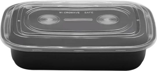 Set Einweg-Plastikgeschirr 1000ml – Oval Schwarz Premium Mango – Transparentes Deckel 73034 50 Sets