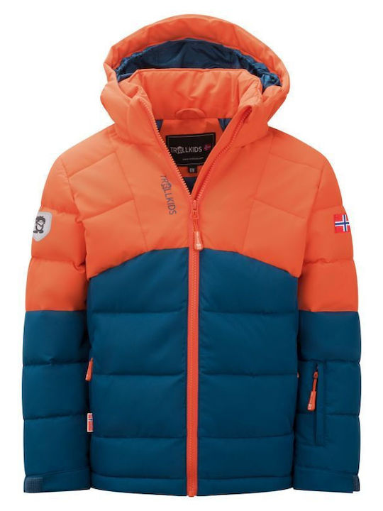 Wasserdicht Kinder Sportjacke Winddicht mit Kapuze Orange/blue