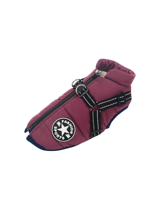 Denik Pets Μπουφάν Σκύλου Fleece / Αδιάβροχο Μωβ Large με Μήκος Ράχης 30 εκ.