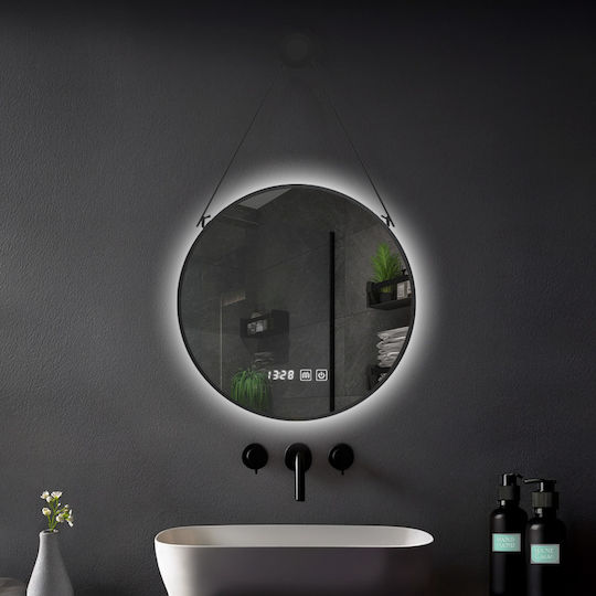 H2O Rund LED Berührung Badezimmerspiegel 70x70cm Schwarze